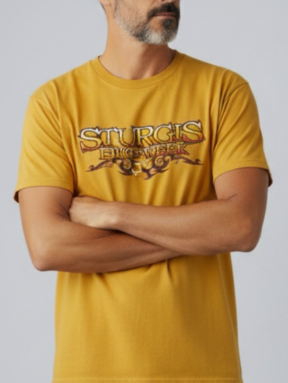 Vintage Motorcycle Men's Sturgis bike week 2007 Graphic Tee in Mustard